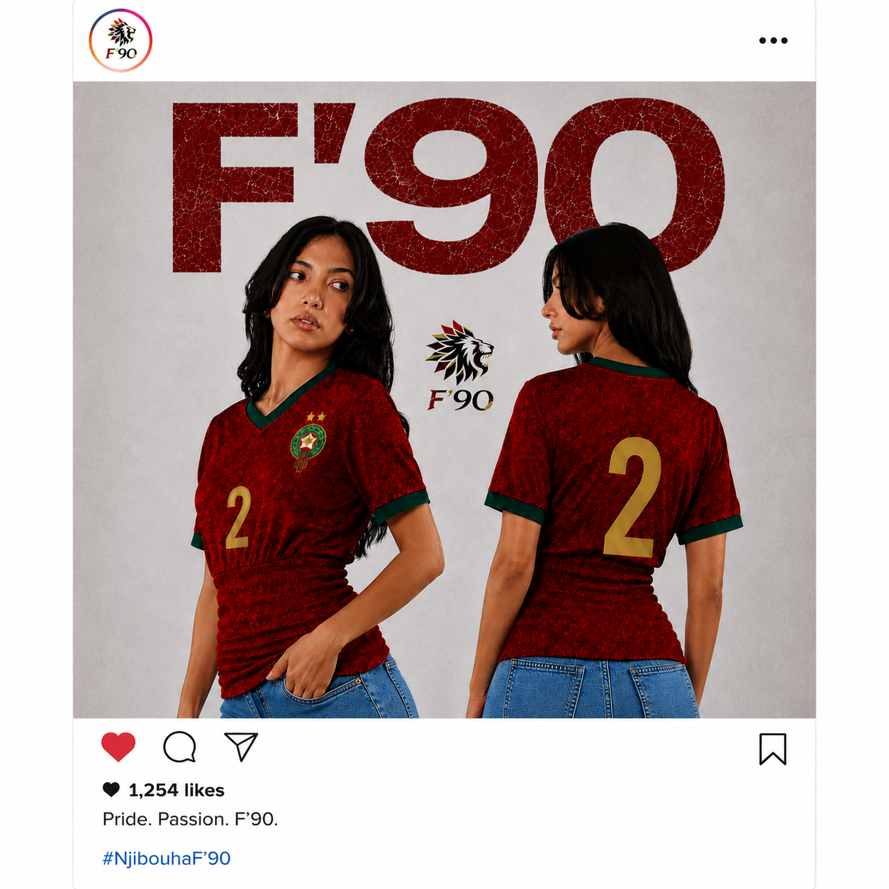 F'90 Atlas Lions red jersey number 2 shown front and back